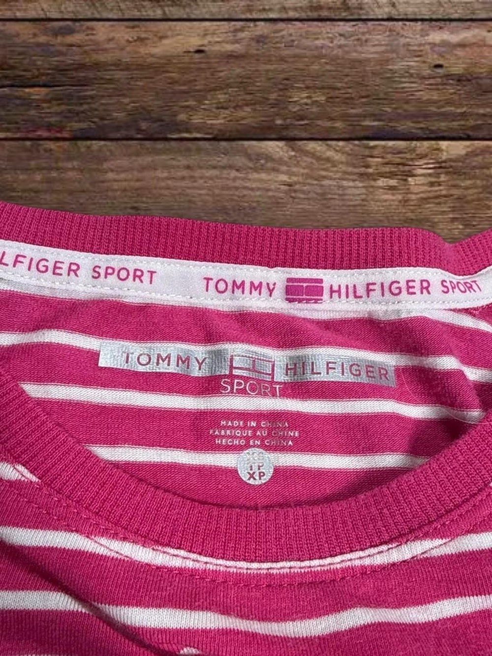 Tommy Hilfiger Magenta & White Striped Long Sleeve Tee - Picture 4 of 4